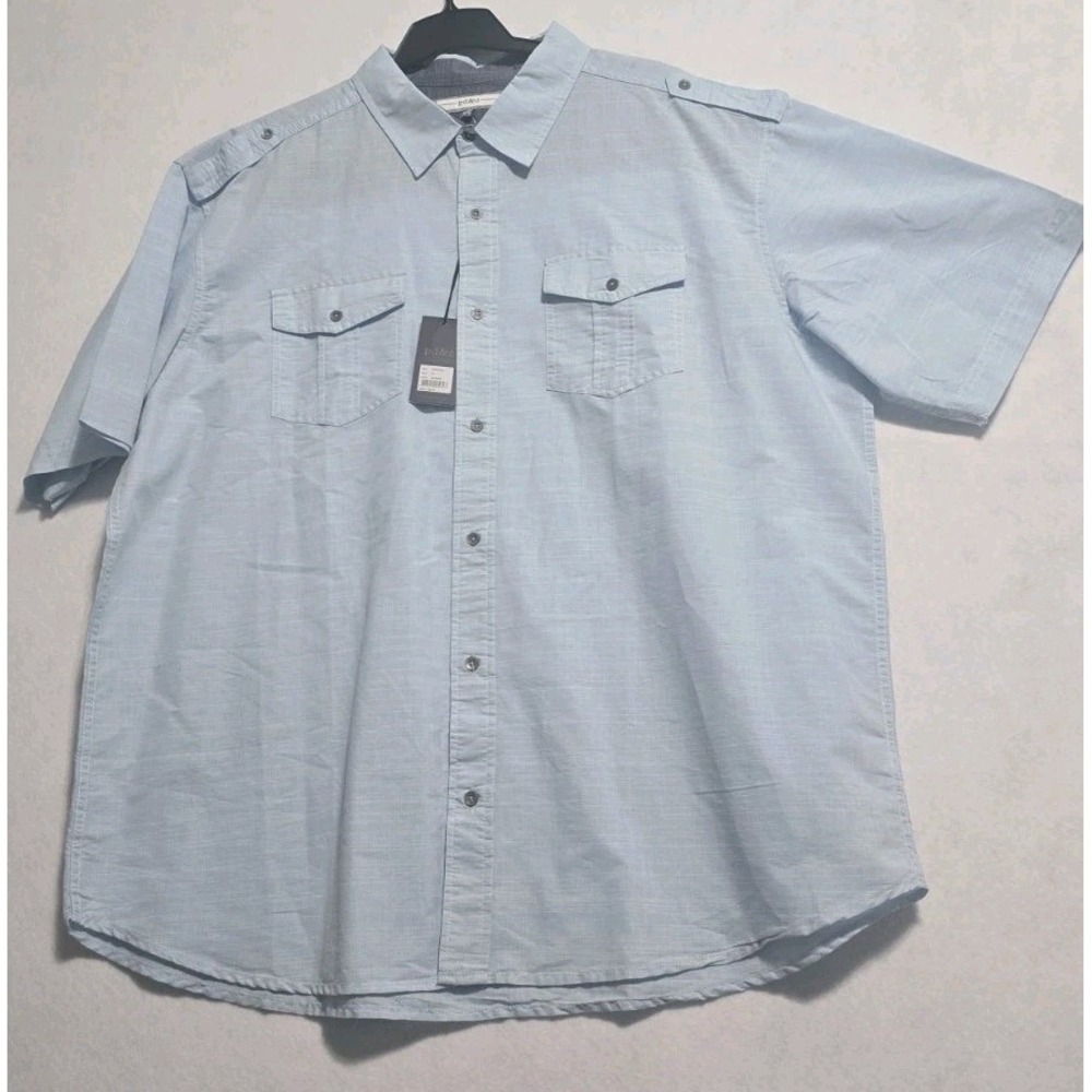Mens NWT PD & C Short Sleeve Button Down Light Blue Shirt 3XL